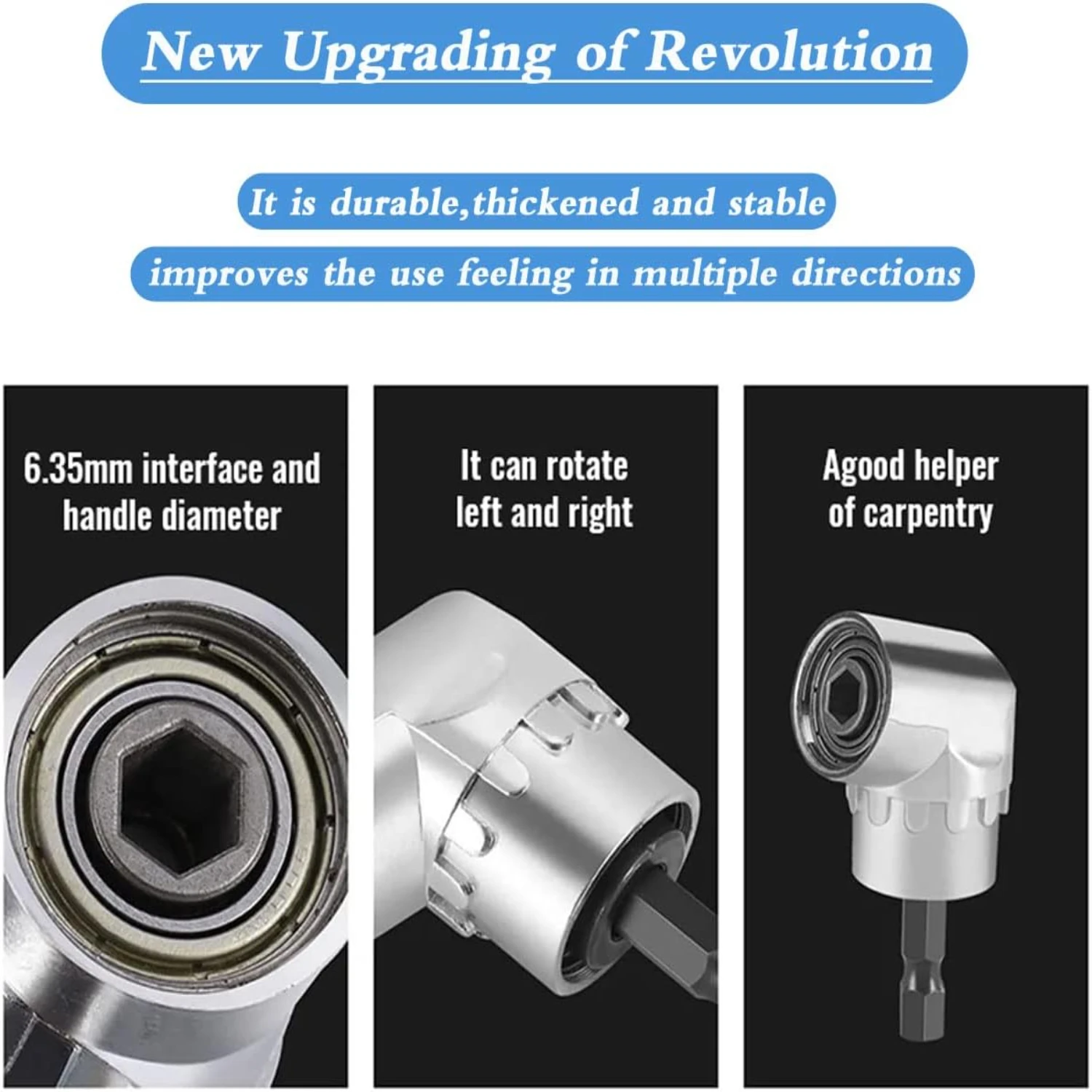 Эргономичный адаптер для сверла под прямым углом 105 градусов с шестигранным хвостовиком 1/4 дюйма — удобный отвертка, угловой держатель бит для точности