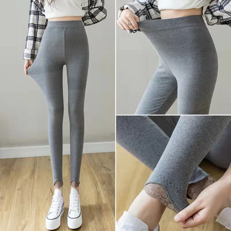 Leggings For Women Ribbed Slashed Asymmetric Solid Butt-Lift Pressed Wide-Legged Stylish Breathability Burgundy Boho Micro Horn