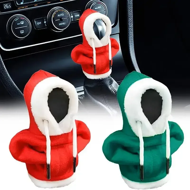 Universal Mini Sweatshirt Gear Knob Protector Festive Xmas Christmas Hoodie Car Gear Shift Cover Car Interior Decoration Gift
