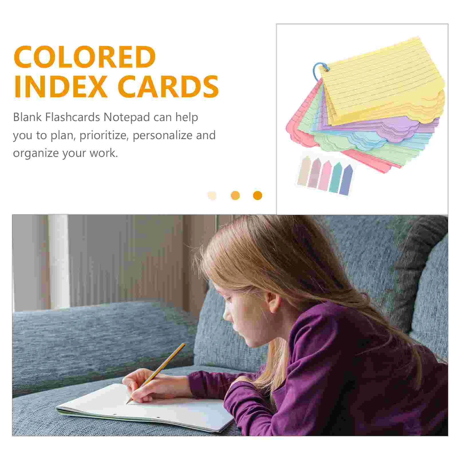 Index Card Notes Flashcards with Binder Learning Memory Storage Colored Ring Paper