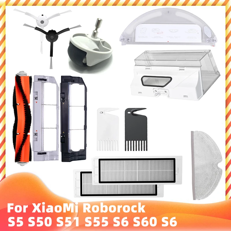 

For XiaoMi Roborock S5 S50 S51 S55 S6 S60 S6 Pure Vacuum Cleaner Spare Parts HEPA Filter Mop Cloth Side / Main Brush Accessories