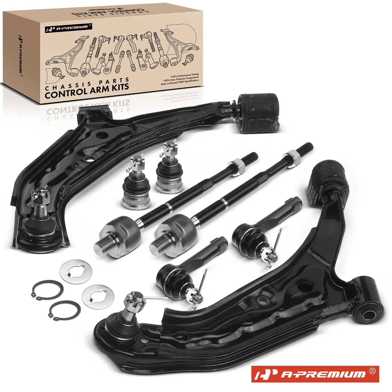 A-Premium 8x Front Lower Control Arm Ball Joint & Tie Rod End for Nissan Sentra 1991-1994