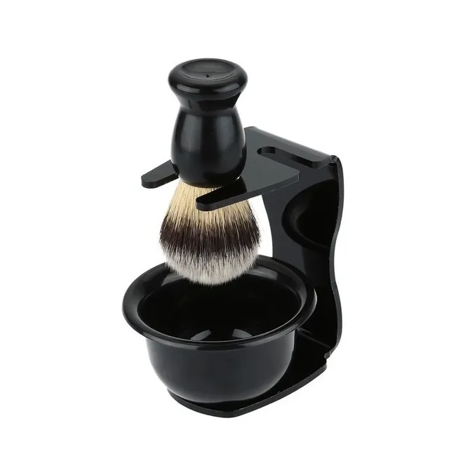 Brush Set, 3-in-1 Shaving Set with Shaving Brush, Bowl and Stand, Father's Day Men's Shaving Gift Set