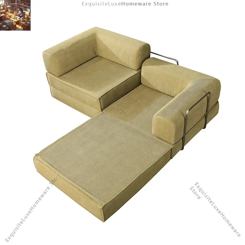 

180CM Segmented Deformable Folding Composable Living Room French Retro Flannel Fabric Straight Row Modular Teddy Sofa Bed