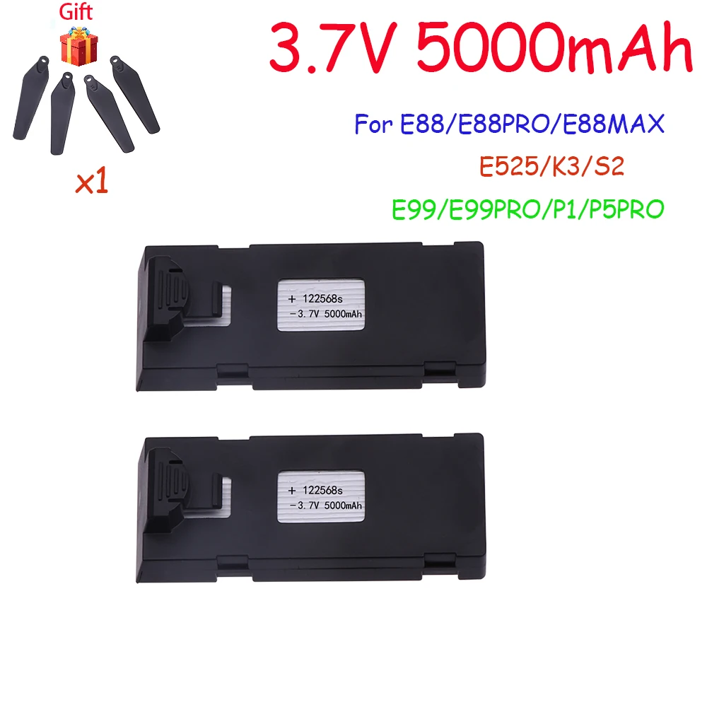 Upgrade 3.7V Drone Battery Accessory 5000mAh For E88 E88 PRO  E99 PRO E525PRO Mini Uav Drone Battery 4K Drone Spare Part Battery