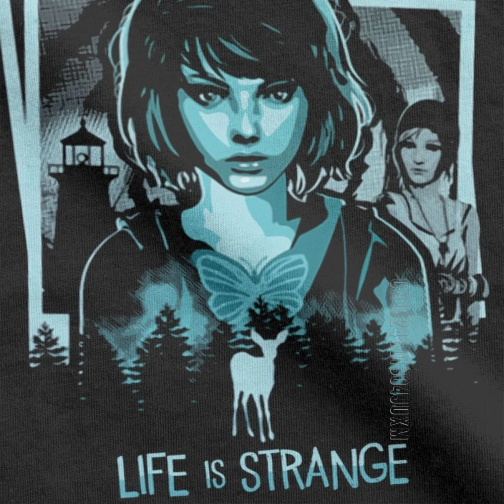 Life Is Strange Max Collage T Shirt Men Pure Cotton T-Shirt Butterfly Max Game Tee Shirt Short Sleeve Tops Birthday Present