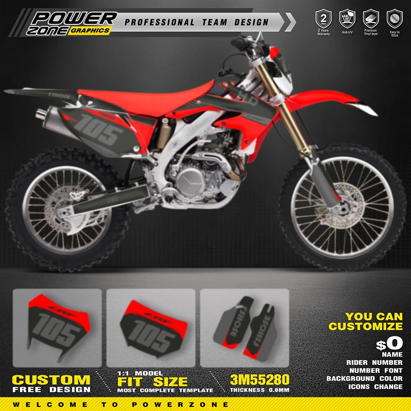 

PowerZone пользовательские графические фоны наклейки наборы для HONDA CRF450X CRF 450X 2005-2018