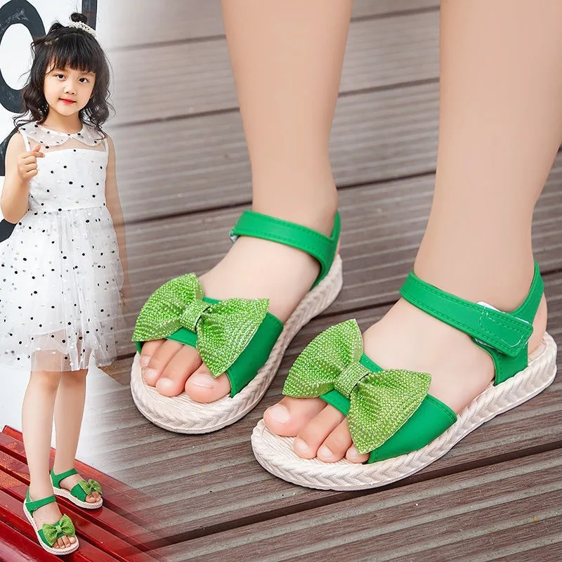 Sandalias Shoes for Girl Child Sandals Summer New Girl Princess Shoes Soft Sole Beach Shoe Bow Casual Shoe Kid Shoe Zapatos Niña