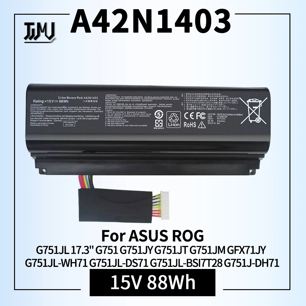 Bateria para Asus Rog G751jl 17.3 G751 G751jy G751jt G751jm Gfx71jy G751jl-wh71 G751jl-ds71 G751jl-bsi7t28 G751j-dh71
