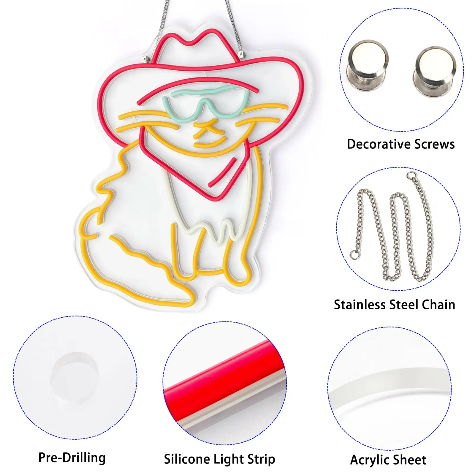 Wall Decor Cowboy Kit Led Neon Light for Kids Room Wedding Birthday Home Party Art Decor Gifts, Dimmable & Powered by USB