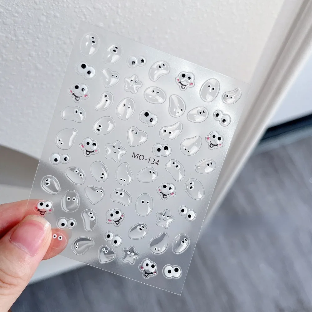 ملصقات تزيين الأظافر جيلي ذاتية اللصق للنساء والفتيات ، ملصقات تزيين الأظافر ، لوازم ديي ، تصميم تعبير مضحك #6