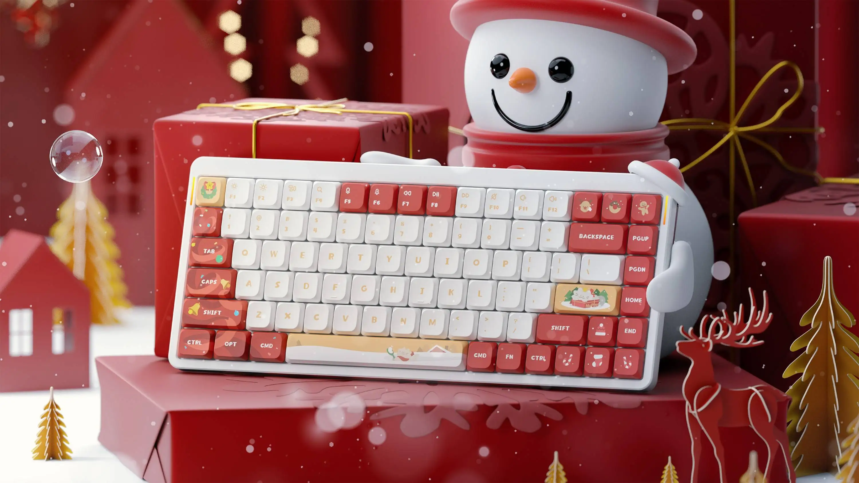 Imagem -06 - Nsa Xmas Dye-sub Pbt Keycaps Christmas Meow 113 Conjunto Completo Adequado para Air Series