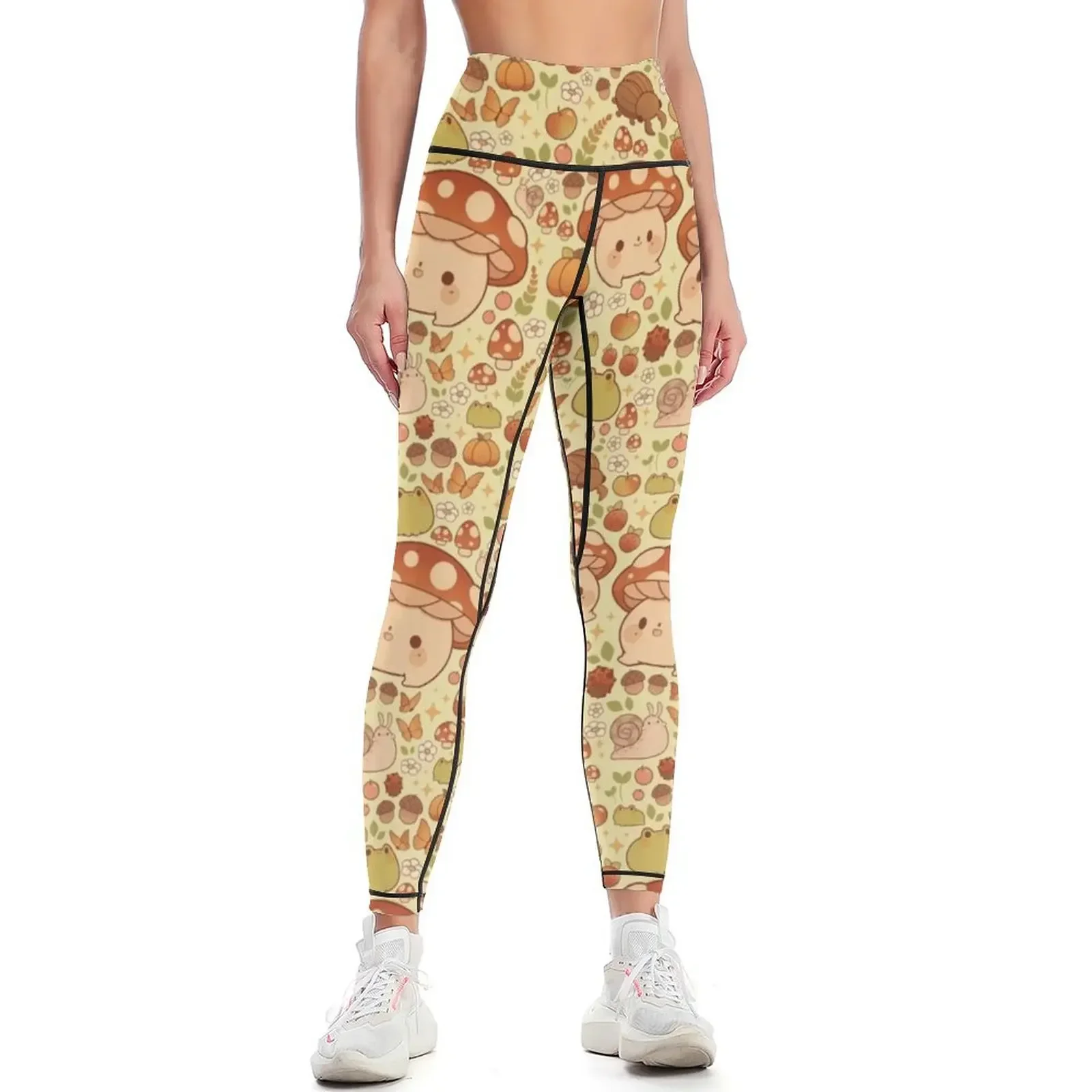 

Happy mushroom and frog fall Leggings push up legging sport set exercise clothing for sporty woman push up Womens Leggings