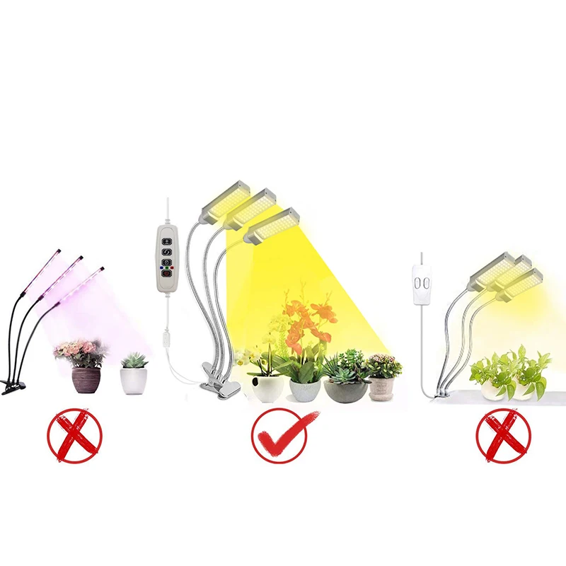 3 رؤوس 3H / 9H / 12H مؤقت نمو النبات ضوء LED ضوء الطيف الكامل