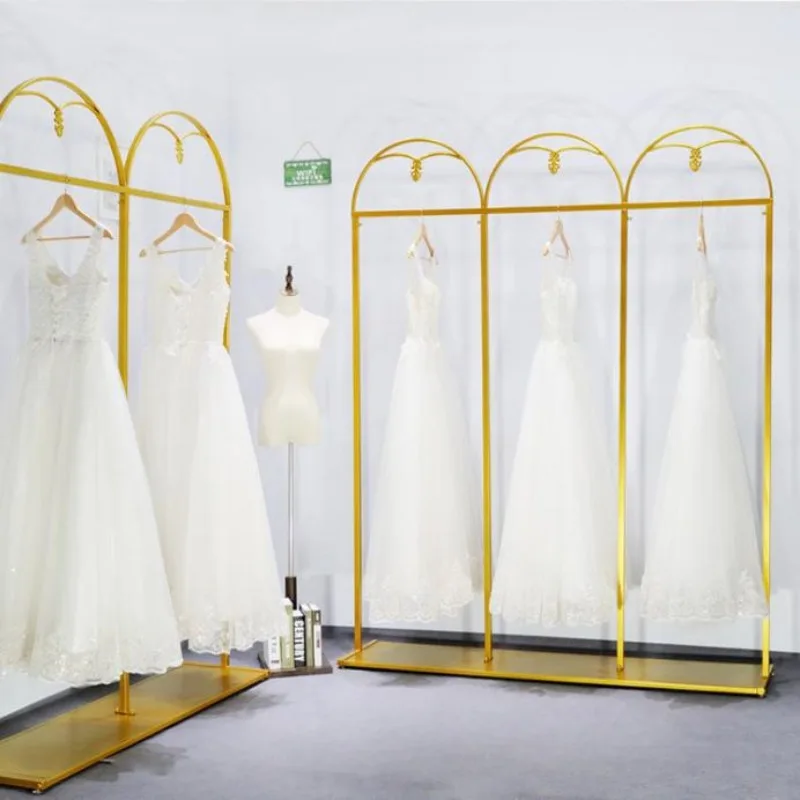 고급 웨딩샵 진열대, 바닥부터 천장까지의 의류 매장 진열대, 골드 스페셜 스튜디오 드레스 진열대