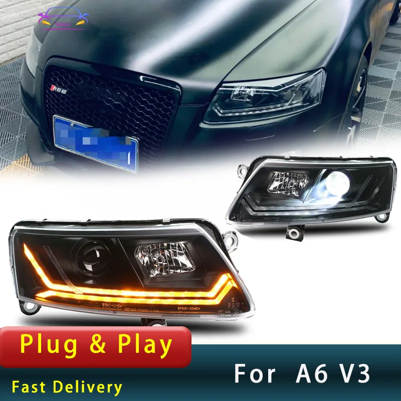 Car Styling Headlights for A6 A6L V3 2005-2013 Upgrade A6L Pure LED  DRL  Dynamic Singal Turn Headlamp Accembly Auto Accessories