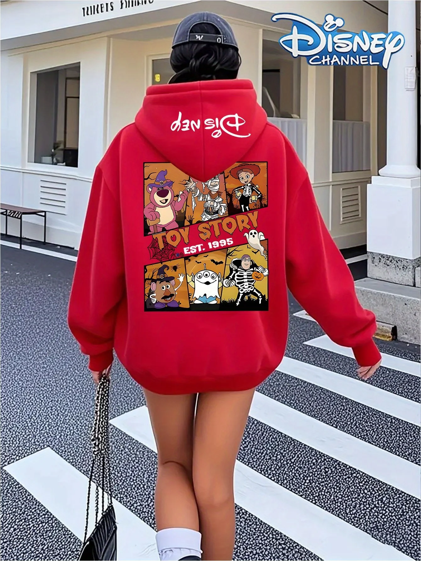 Disney Animation Series Sweet Cool abbinato alla moda Street Autunno/Inverno con cerniera Felpa con cappuccio oversize da donna per adulti