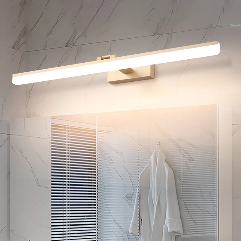 Акриловая минималистичная полоса, зеркальная фара, светодиодная лампа для ванной комнаты, настенный светильник без перфорации, туалетный столик для макияжа, зеркальный светильник