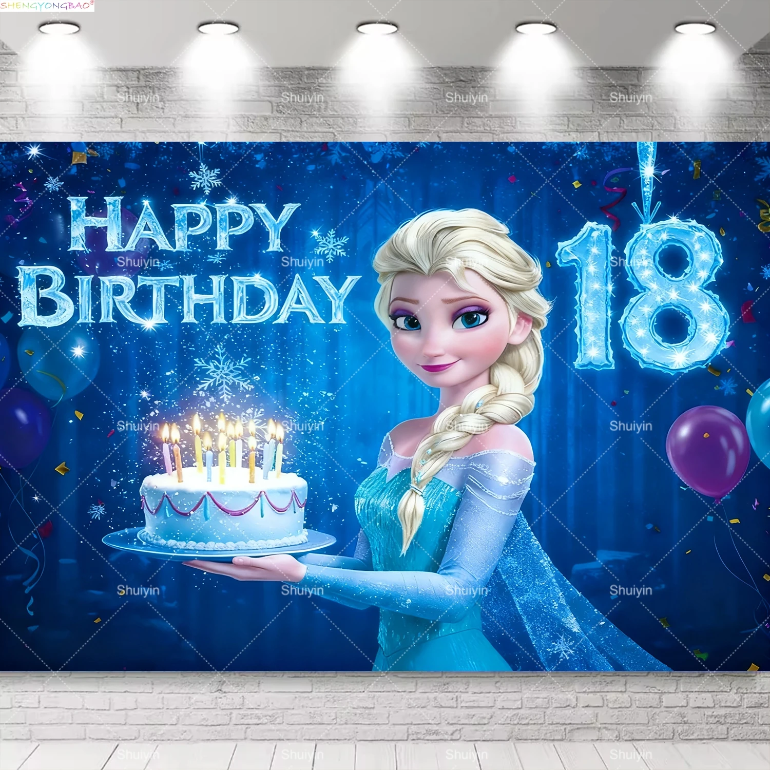

Disney Anna Elsa Princess Background Cake Happy Birthday Party Scene Kids Girls Baby Shower Photography Backdrops FZ-15