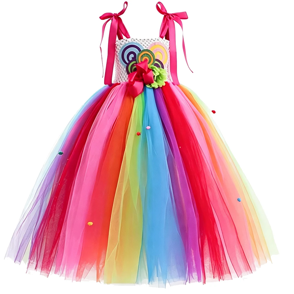 Halloween-Karnevalskostüm für Kinder, Lollipop-Kleidung, Purim-Kostüm, Hübsches Tutu, Flauschiges Bonbon-Prinzessinnen-Ballkleid – Detail 3