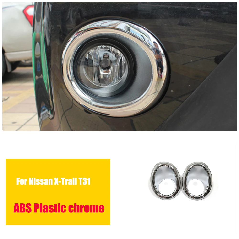 

For Nissan X-Trail T31 XTrail 2012 2013 car accessories ABS Chrome Front Fog Light Trim Rim Lamp Cover auto styling