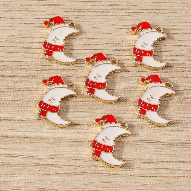 20 pcs/lot Fashion Christmas Hat Moon Pendant Making Accessories Charms for Women, Necklace Handmade DIY Jewelry Wholesale