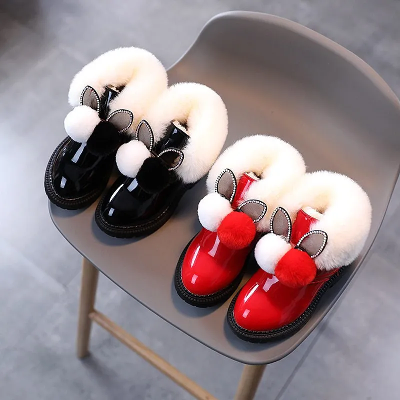 Fashionable Sweet round Toe Girls Snow Boots 2025 Children's Thickened Short Tube Waterproof Anti-Slip Boots for Ages 14+