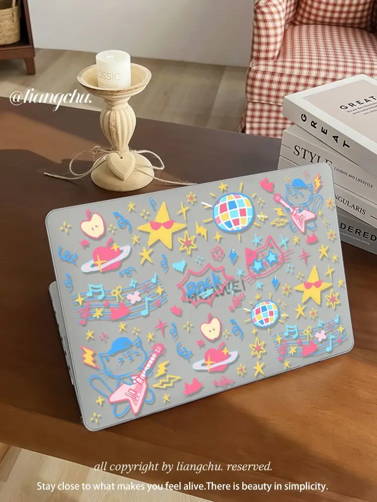 Simple Graffiti Case for Macbook Air 13 13.6 M4 M1 Pro 14 16 M4 Air 15 13 M3 M2 Cover A1369 A1466 Neo 2026 Anti-Scratc Shell