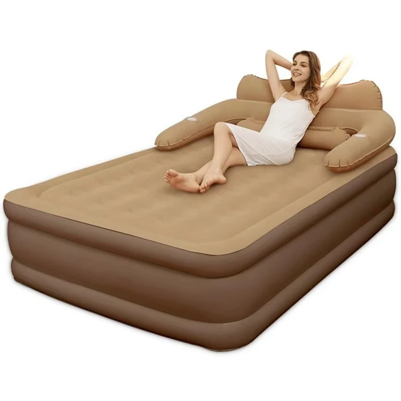 Double Air Bed Mattress Ultra Plush Supportive Headboard with Removable Cover Inflatable Comfort for Bedroom