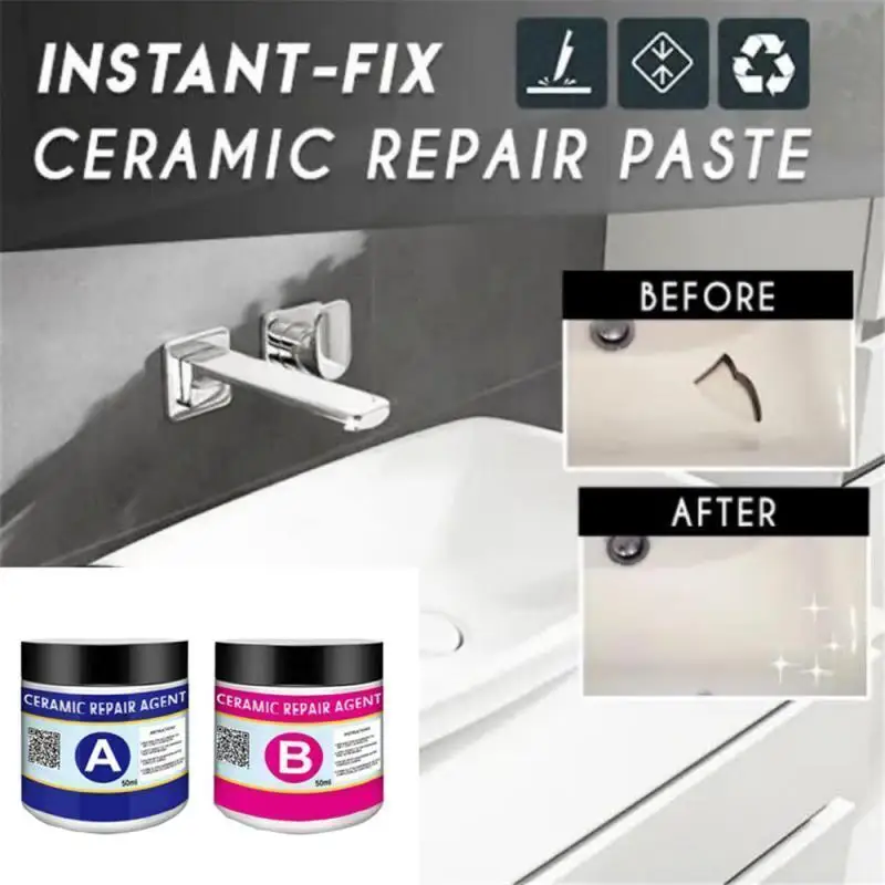 100g Ceramic Paste Floor Tile Adhesive Tile Repair Agent Tub Tile and Shower Repair Kit Porcelain Repair Kit for Crack Chip 2pcs