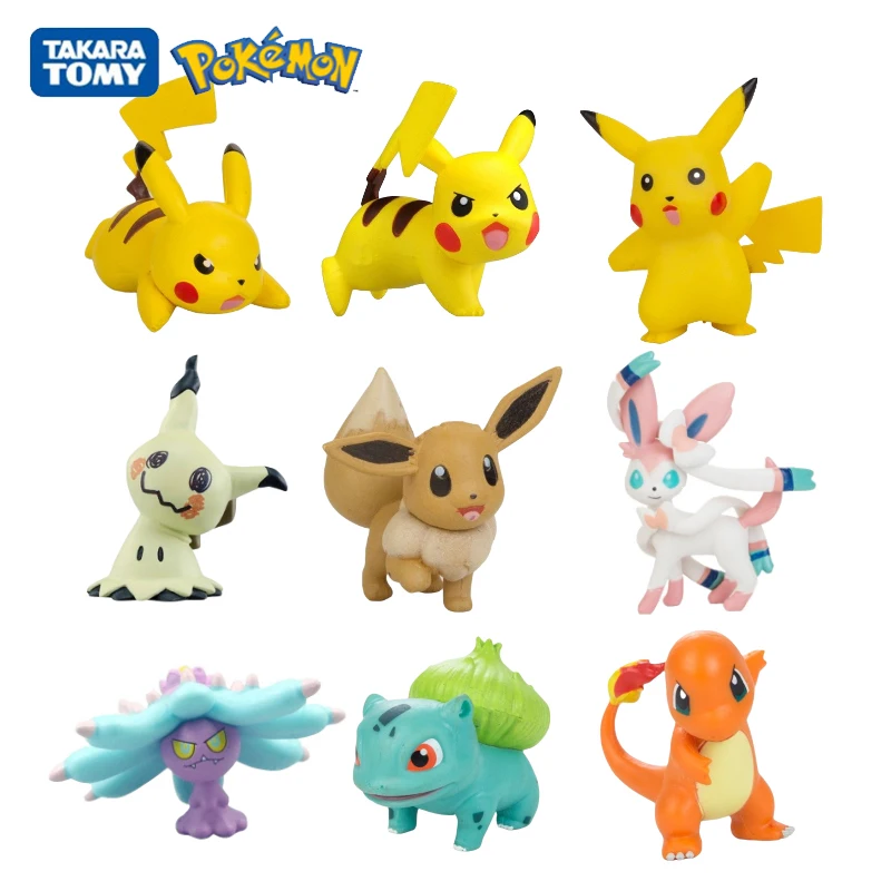 

Tomy Pokemon Pikachu Eevee Popplio Incineroar Litten Charmander Mimikyu Meowth 3-7cm Anime Action Figure Dolls Toy Kids Gift