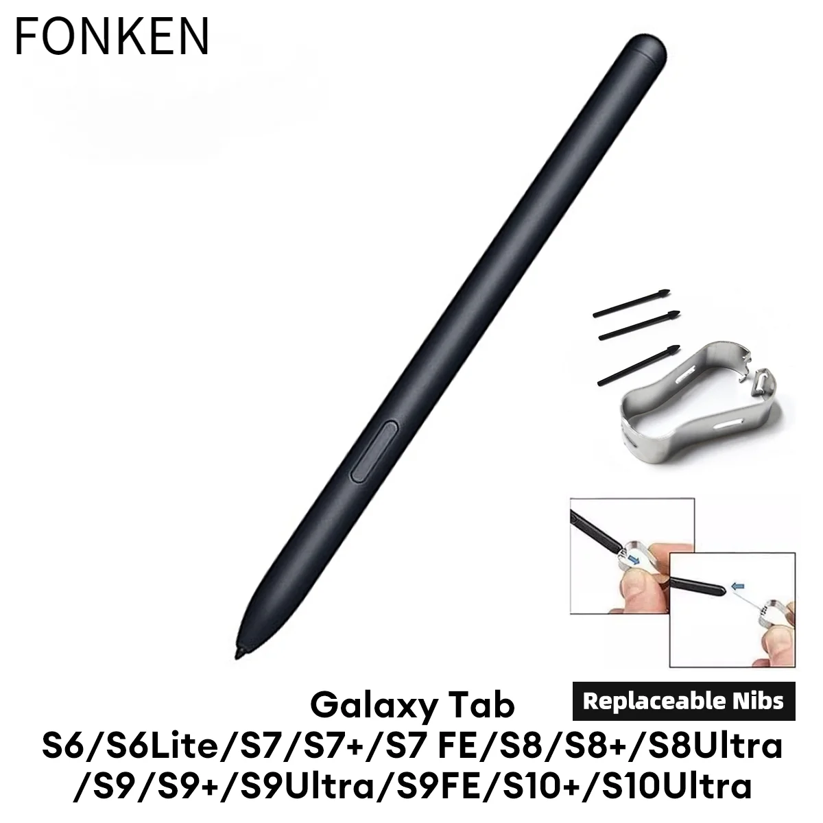 Stylus Pen for Samsung Galaxy Tab S10 Fe/s9 Fe Series , Stylus Pen with 3 Replacement Nibs and 1 Pen Clip, Precise Writing