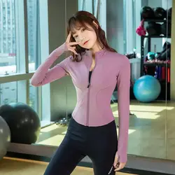 2024 New Women's Long Sleeves Sports Running Shirt Breathable Gym Workout Top Women's Yoga Jackets with Zipper with Finger Holes