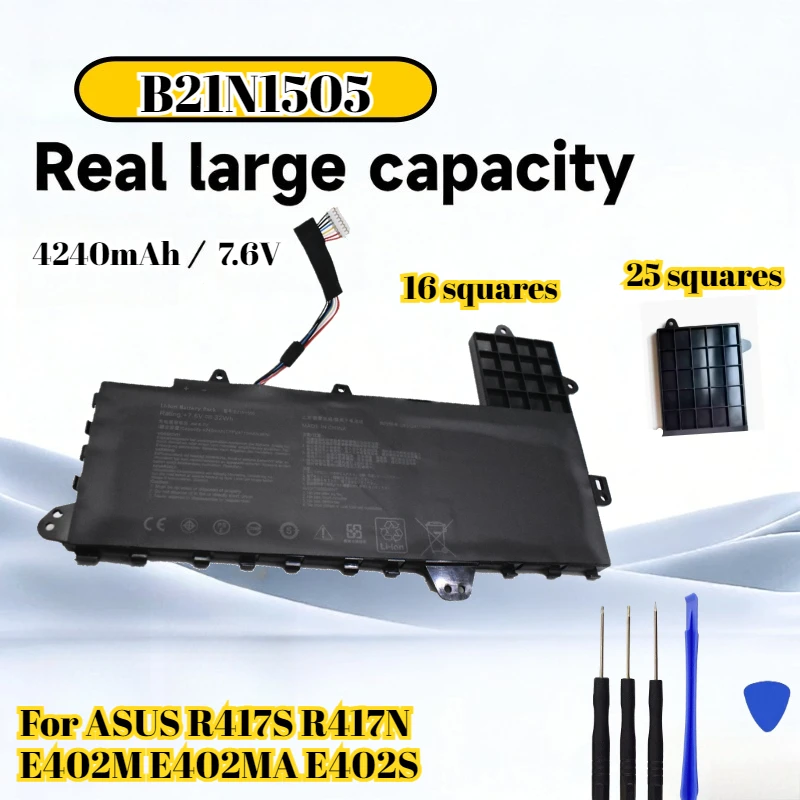 

B21N1505 Laptop Battery For ASUS R417S R417N E402M E402MA E402S B21N1505 Laptop Battery Large Capacity 7.6V 4240mAh