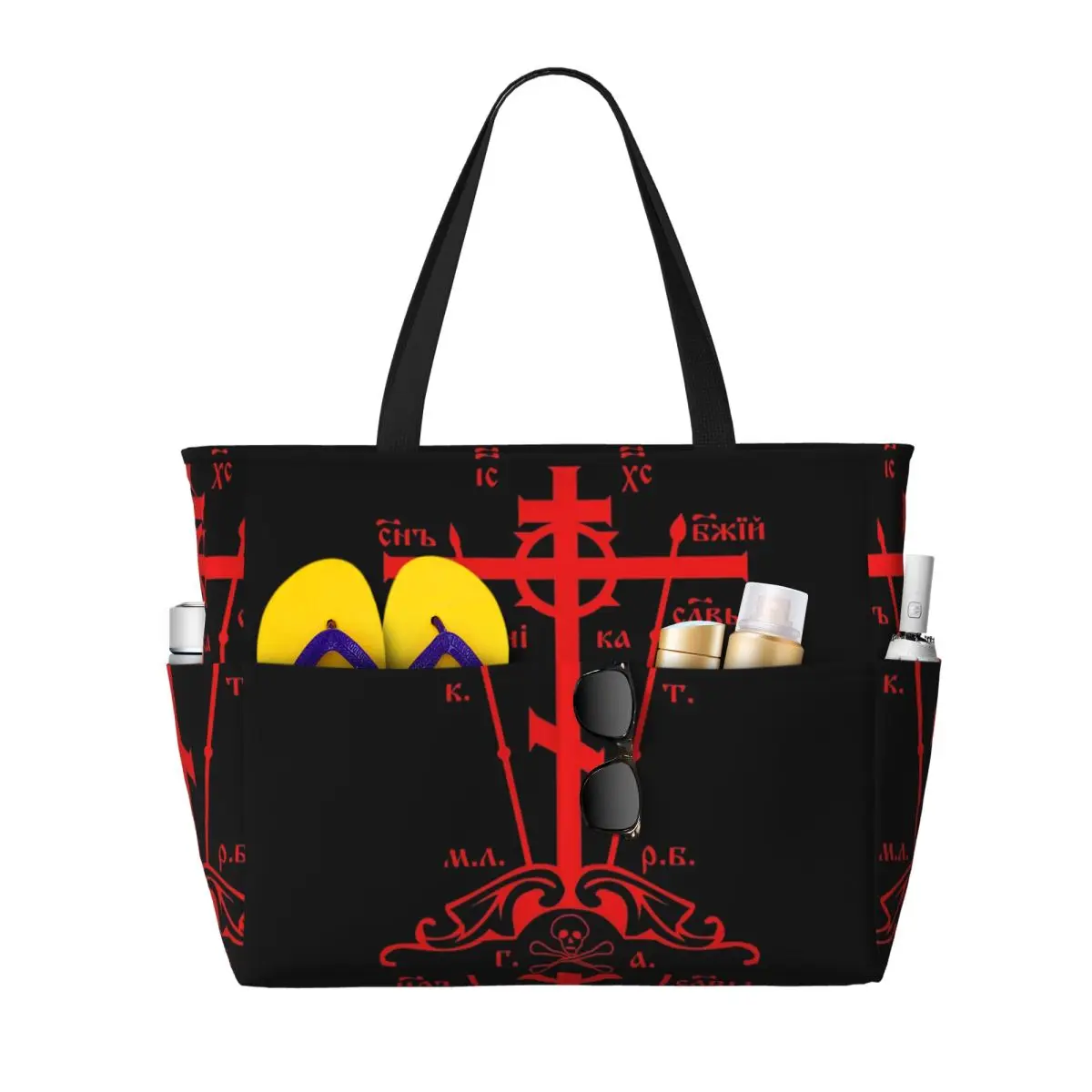 

Calvary Cross Of Russian Orthodox Church Beach Tote Bag Sport Gym Yoga Duffle Large Tote Bag Women Travel Bag Fitness bag