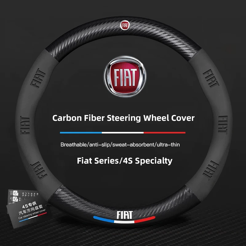 Protector para volante de coche Fiat, accesorios interiores para Abarth 500 Tipo FR Panda Argo Freemont Viaggio Bravo Punto Doblo