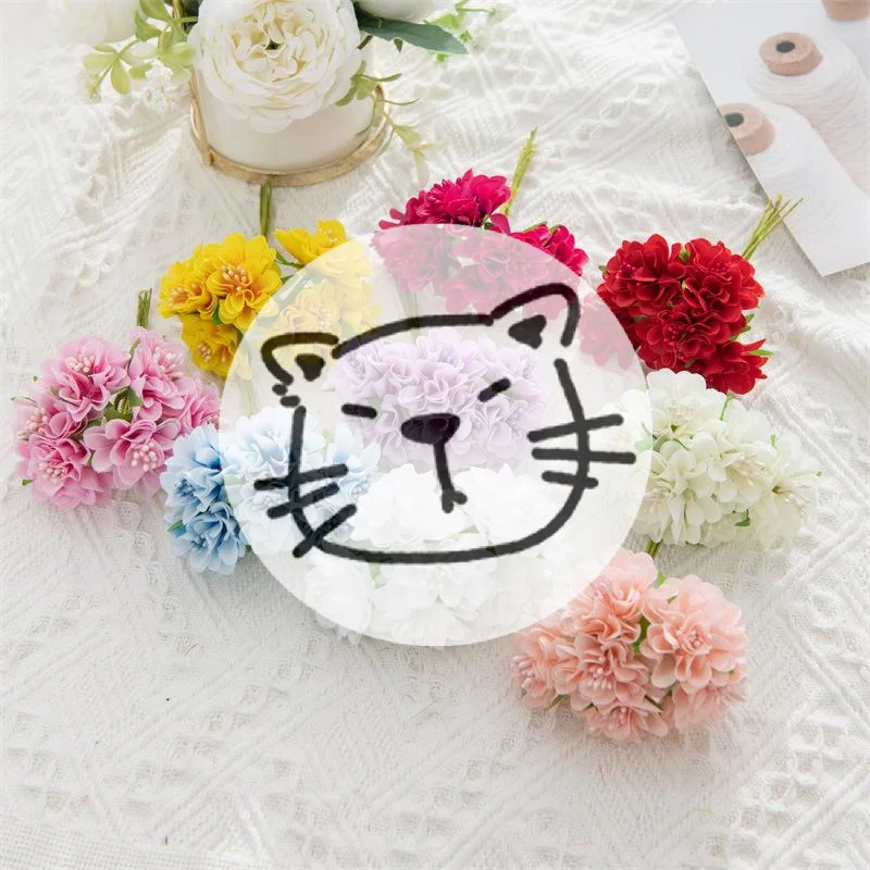 Popular Mini Artificial Carnation Bouquet 6 Heads Handmade Silk Hydrangea Bouquet Realistic DIY Fake Plants New Year's Decor