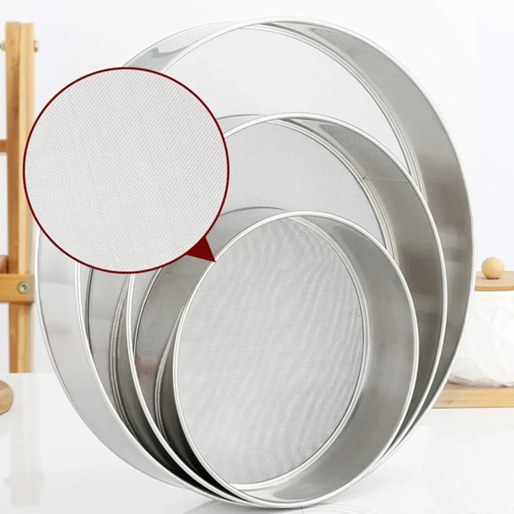 10/12/15/18/20cm Flour Sieve Stainless Steel Round Flour Sieve Strainer With 40 Mesh Kitchen Food Bean Filter Screen