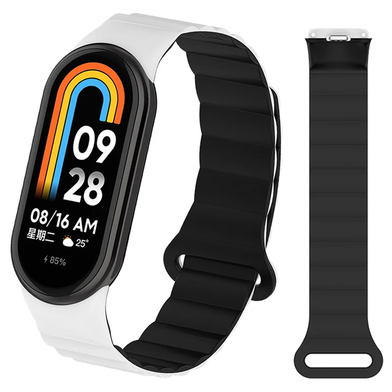 

Магнитная Петля для браслета Mi Band 8, силиконовый спортивный ремешок для Xiaomi Mi Band 8, металлический интерфейс