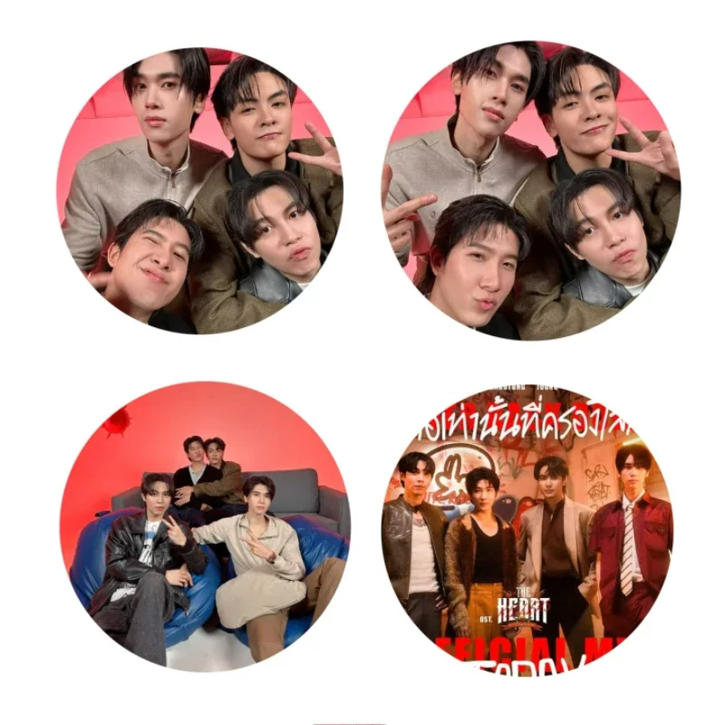 4PC/SET Firstkhaotung Joongdunk Poster Badge Thai TV The Heart Killers Drama Stills Laser Fine Flash Bang Brooch Bag Decor Pins