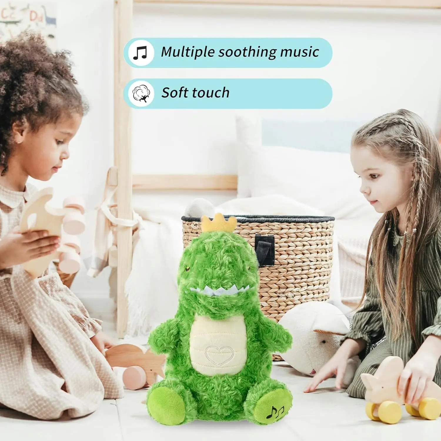 4 Modes Baby Sleeping Time Breathing Anxiety Green Dinosaur Sensory Toys with Hug Stuffed Plush Original Schlummer Blue Dinosaur