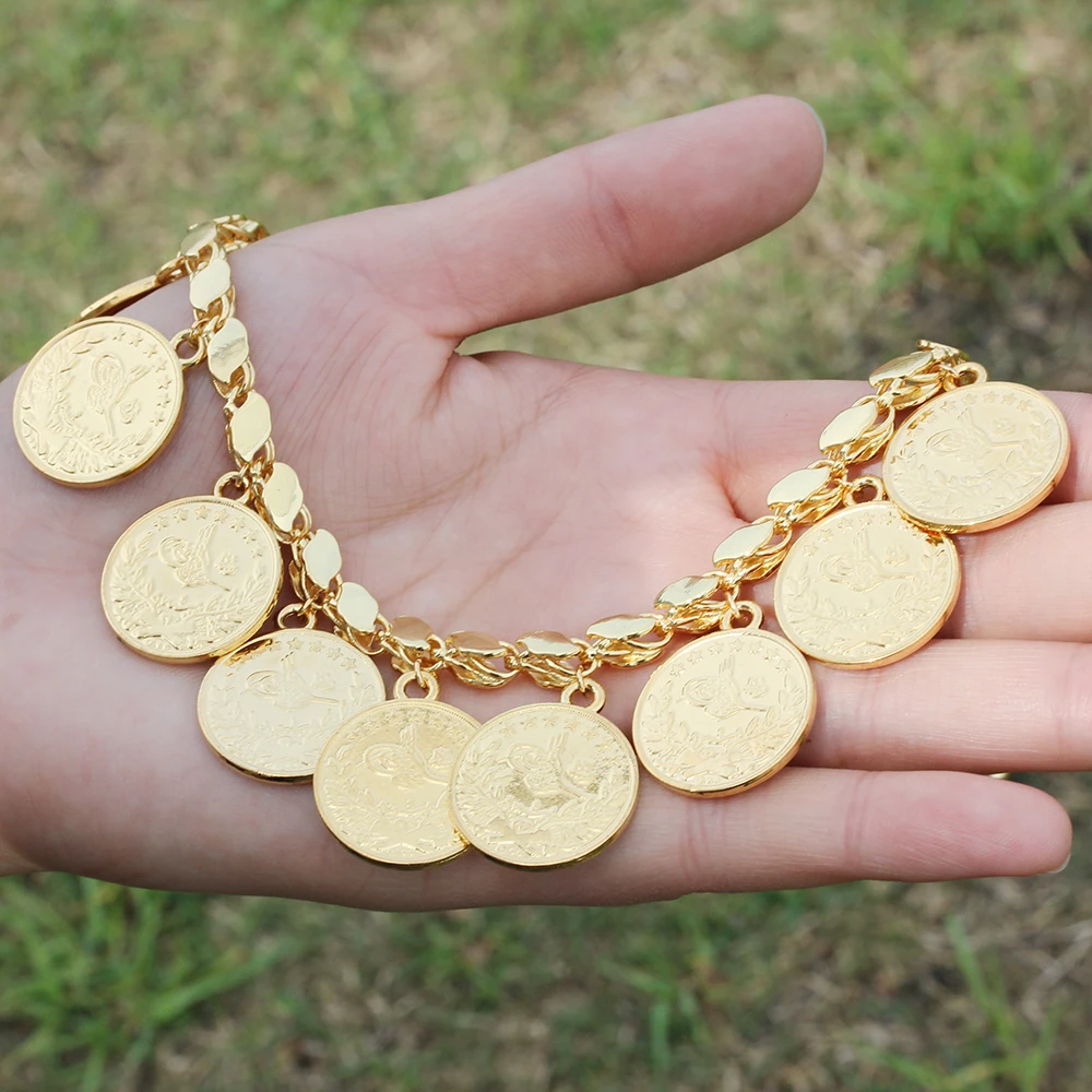 New Round Türkiye Printed Coin Pendant Charming Wish Chain Women High-quality Bracelet Jewelry Wholesale