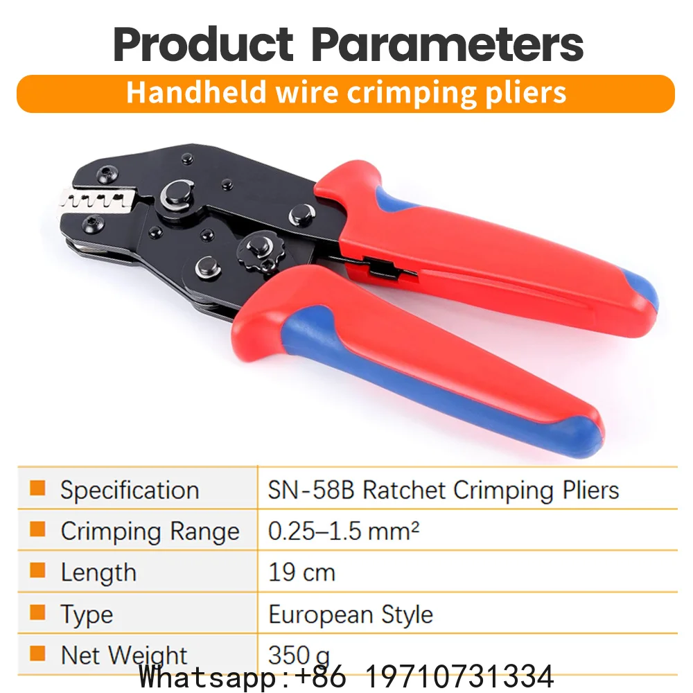 SN-58B 0.25-1.5mm² AWG24-16 Non-insulated Crimper for Dupont Jumper Wire EPS PCIE SATA PINS MOLEX JST Terminals Crimping Plier