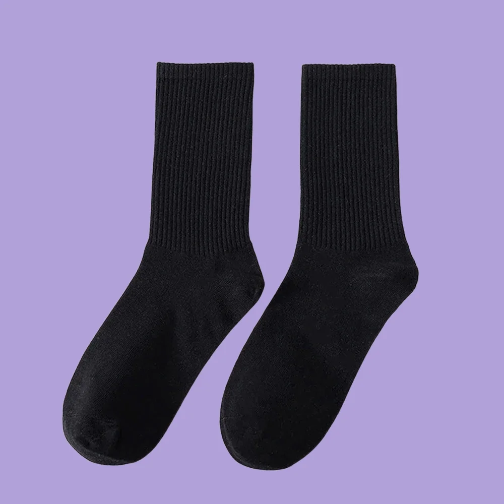 6/12 Pairs Sweat Absorbing Antibacterial Deodorizing Casual Mid Length High Quality Socks Women's Solid Simple Fashionable Socks