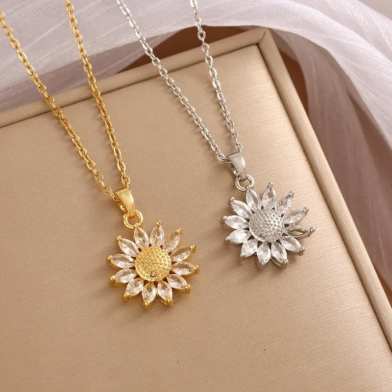 

Sunflower Necklace Flower Sunflower Zircon Clavicle Chain