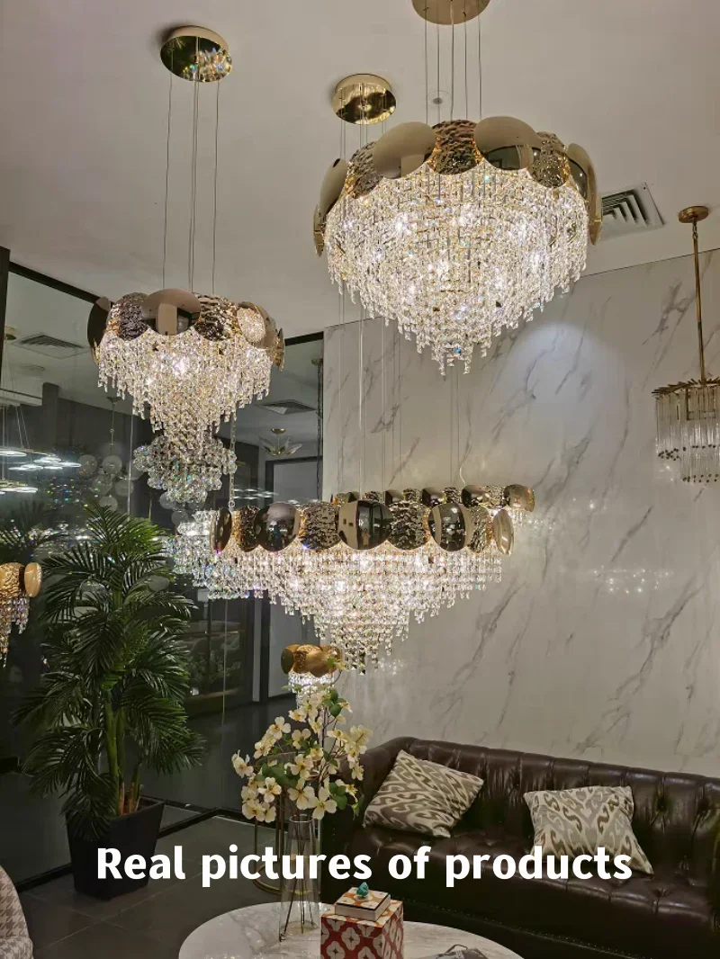 

Italian K9 Crystal Pendant Lights Luxury Gold For Bedroom Living Dining Room Kitchen Nordic Round Crystal Hanging Chandelier