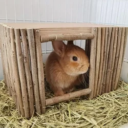 Rabbit Hamster House Teeth Grinding Natural Wood Branches Weaving Hut Chinchilla Nest Hideout Habitat Small Pet Supplies