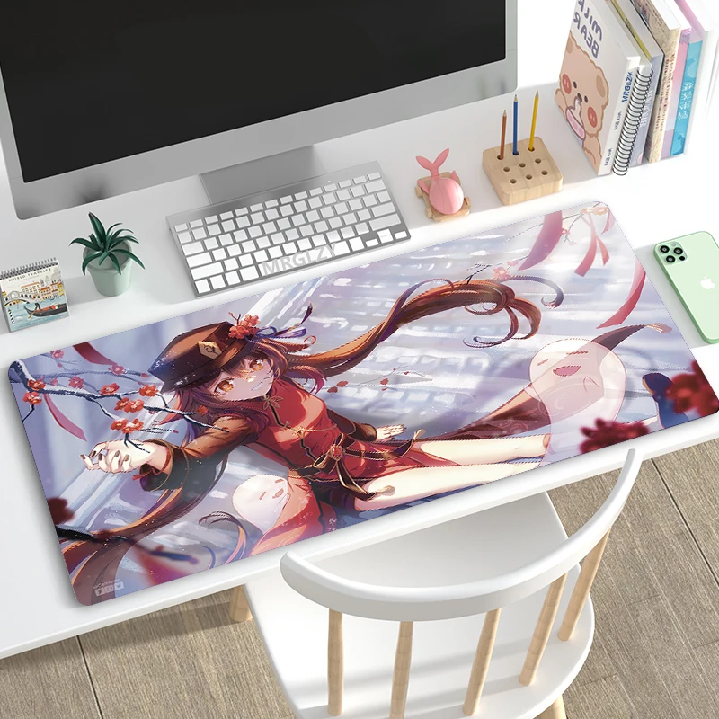 

Genshin Impact MousePad Cute Hutao Gaming Accessories Mouse Pad Large XXL Desk Mat Kawaii Rubber Keyboard Palymats Rugs for LOL