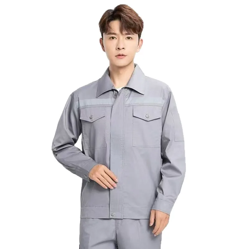 Summer Cotton Reflective Work Uniform Set Durable Workshop Mechanic Safety Clothing