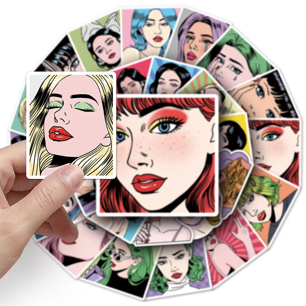 10/30/50pcs Rétro Pop Style Art Fille Autocollants Esthétiques Étanche BRICOLAGE Valise Ordinateur Portable Téléphone Cool Dessin Animé Graffiti Autocollants Cadeau